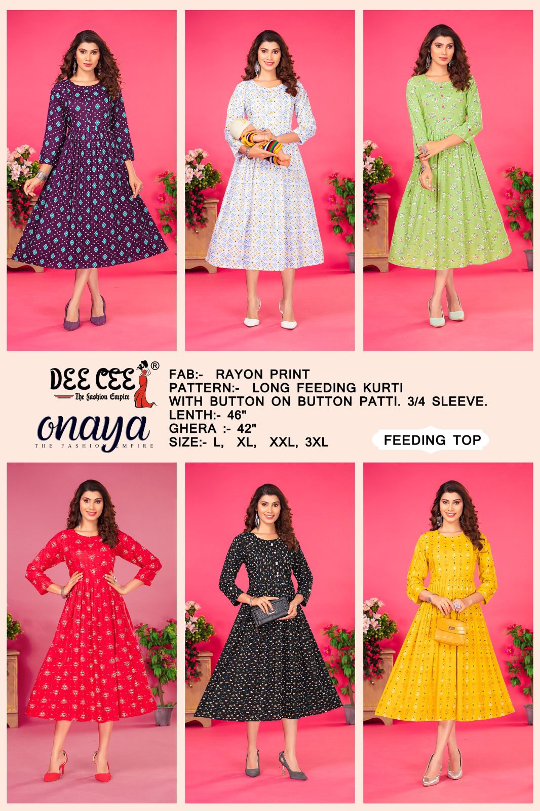 Onaya By Dee Cee Feeding Anarkali Kurtis Wholesale Clothing Suppliers In India
